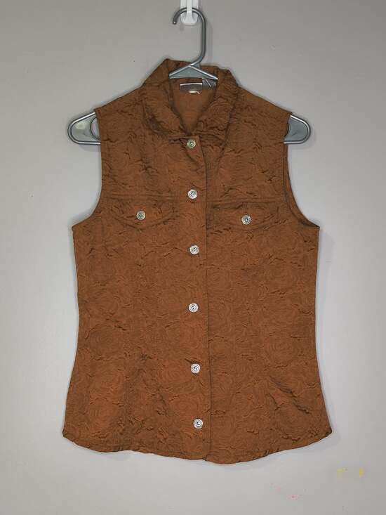 Chico's Jackets & Blazers - Chico's Size Zero Sienna Blossom Alicia Vest Sleeveless Bronze Color Button Down